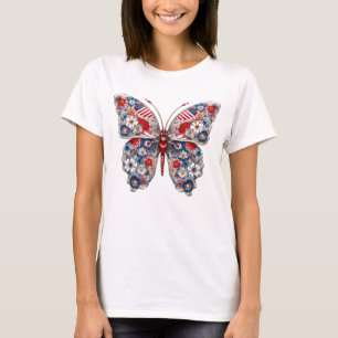 CAMISETA PIRIÓTICO VERMELHO AZUL AZUL AZUL E FLORES