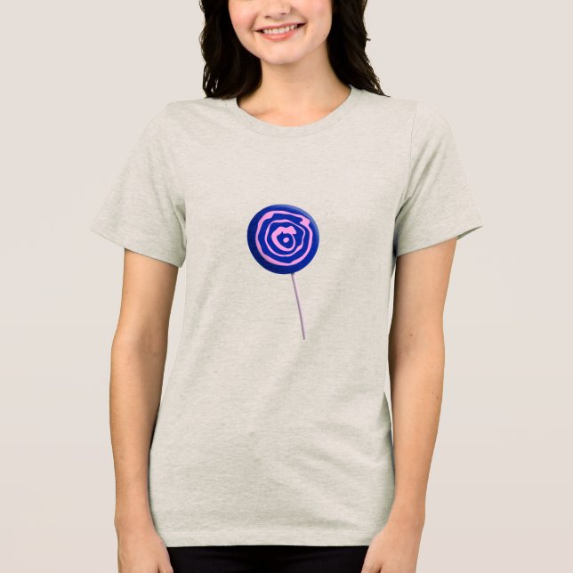 Camiseta pirulito cor-de-rosa 3D (Frente)