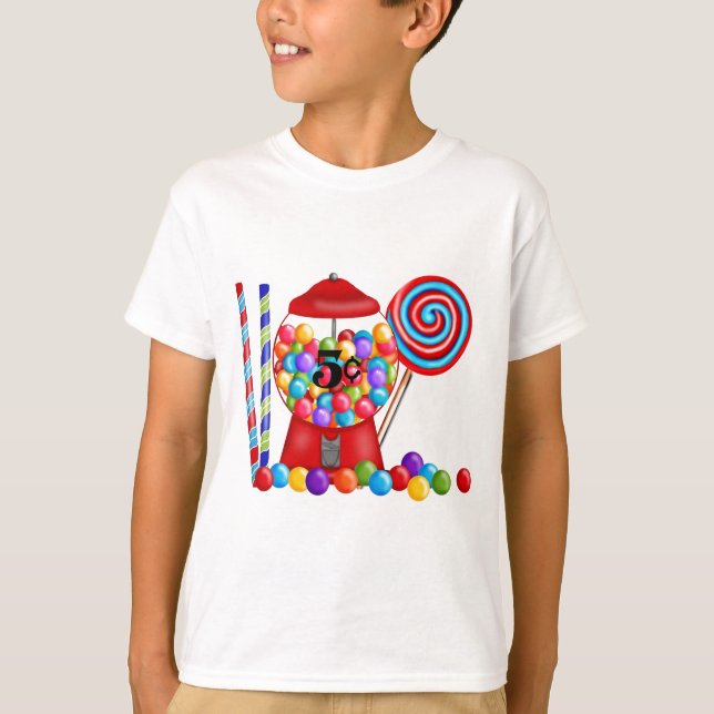 Camiseta Pirulito dos doces da máquina de Gumball (Frente)