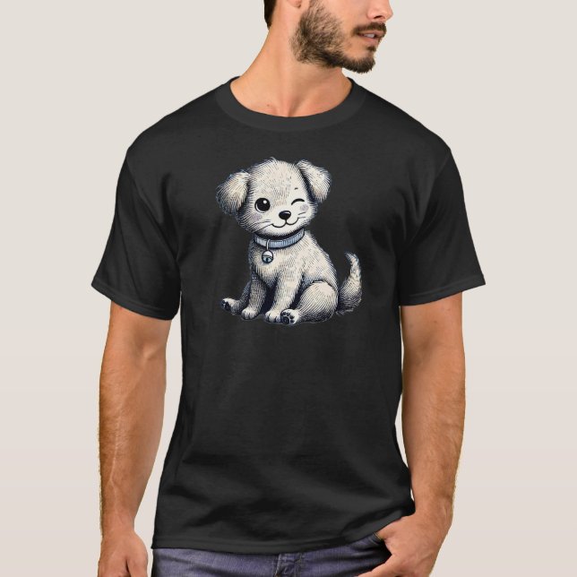 Camiseta piscar os olhos barato - Sitting Ouro Retriever TS (Frente)