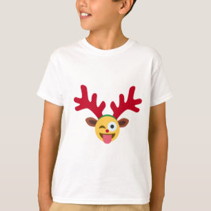 Camiseta piscar os olhos emoji de renas do xmas