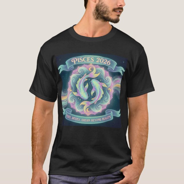 Camiseta Pisces 2026 Zodiac Mandala | Water Sign Astrology  (Frente)