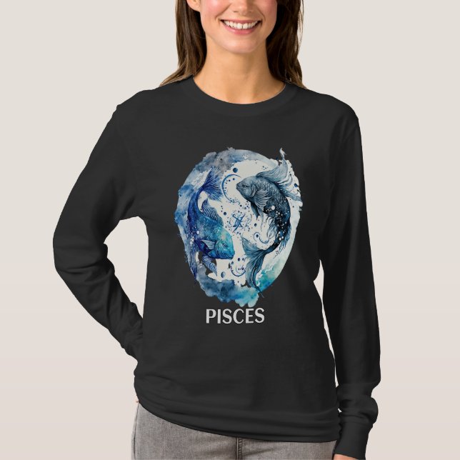 Camiseta Pisces 2 Fishes Zodiac Sign Astrological Water Nep (Frente)