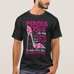 Camiseta Pisces Girl Like A Boss In Control Diamond Shoes F