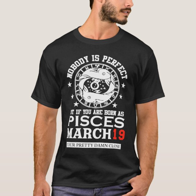 Camiseta Pisces Zodiac Sign March 19 Women Men Birthday Par (Frente)