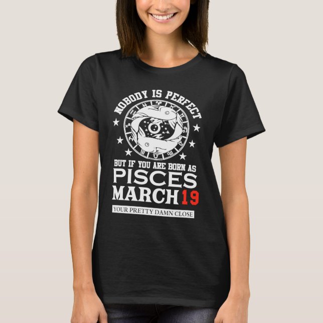 Camiseta Pisces Zodiac Sign March 19 Women Men Birthday Par (Frente)