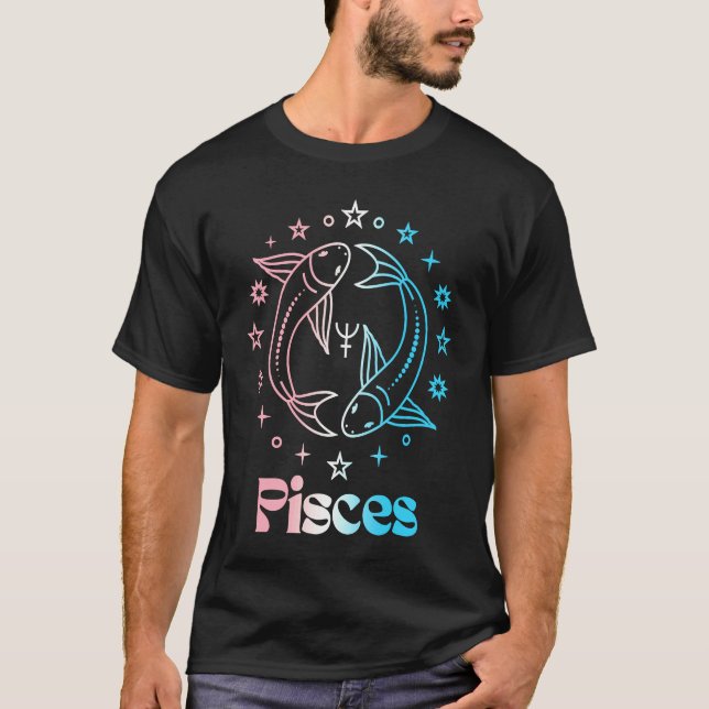 Camiseta Pisces Zodiac Sign Trans Transgender Astrology LGB (Frente)