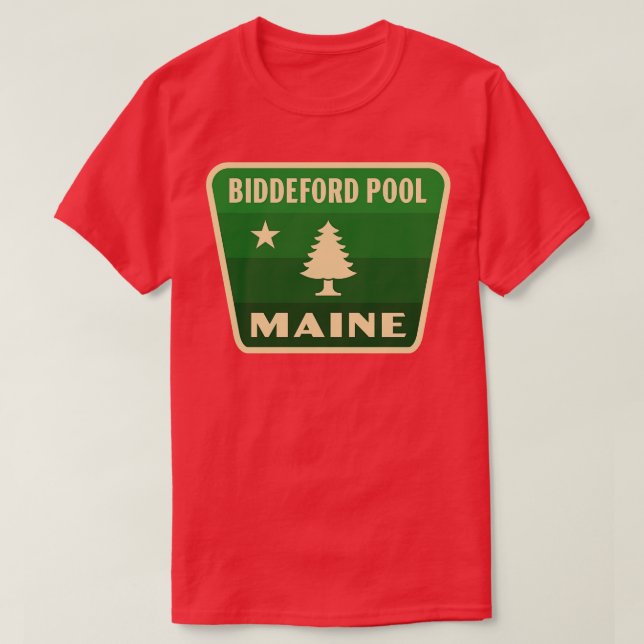 Camiseta Piscina Biddeford Maine Retro Pine Tree Green (Frente do Design)