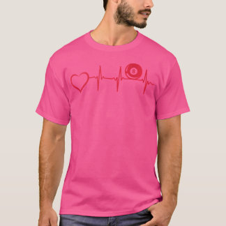 Camiseta Piscina Billiard Heartbeat Heart 8 Ball Piscina Bi