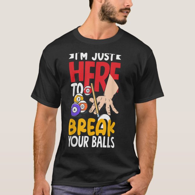 Camiseta Piscina Billiard Snooker Quebre Suas Bolas (Frente)