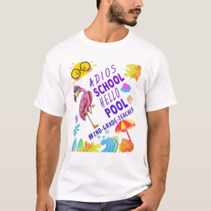 Camiseta Piscina de Alô da Escola Mens Adios, Flamingo Funn