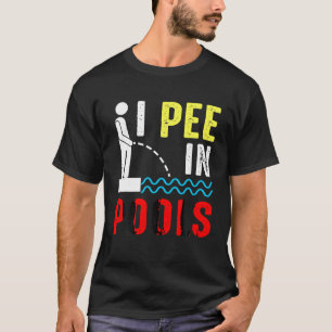Camiseta Piscina de férias de verão Nadando Piada I xixi em
