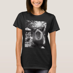 Camiseta Piscina De Nadação Funny Animal Capybara Selfie Co