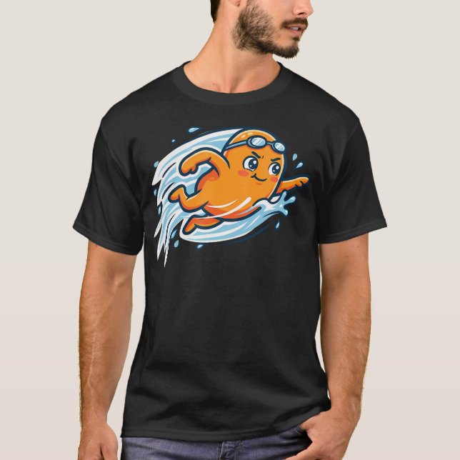 Camiseta Piscina de Verão com Vibrações Laranja (Frente)
