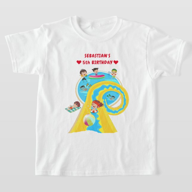 Camiseta Piscina de Verão de  de água Festa de aniversário (Postura )