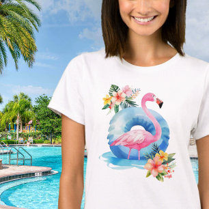 Camiseta Piscina de Verão Flamingo