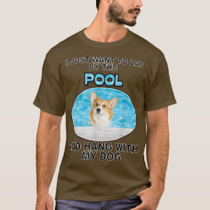 Camiseta Piscina e enforcamento com Corgi