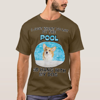 Camiseta Piscina e enforcamento com Corgi