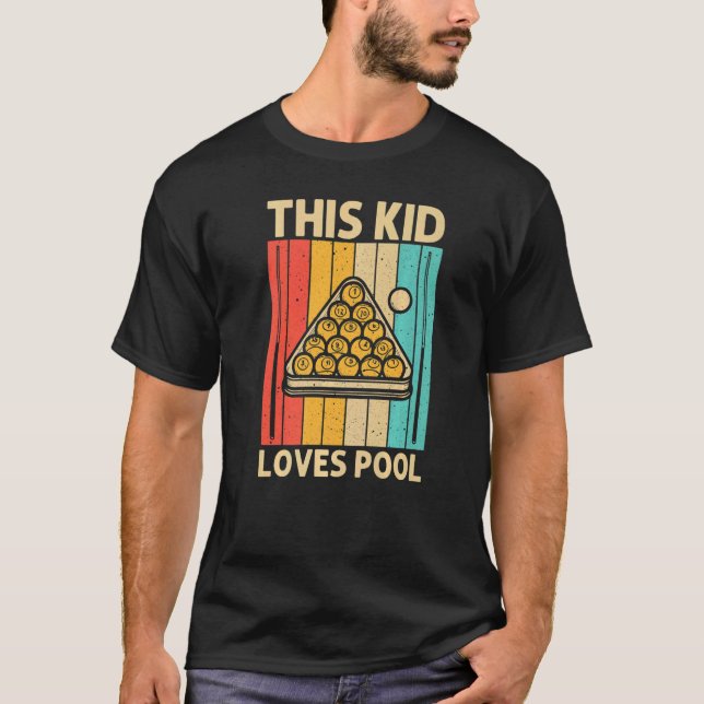 Camiseta Piscina legal Para Crianças Meninos Snooker Billia (Frente)