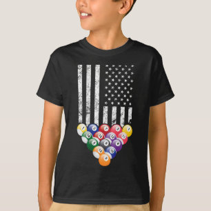 Camiseta Piscina Snooker Billiards Player 8 Bandeira Americ