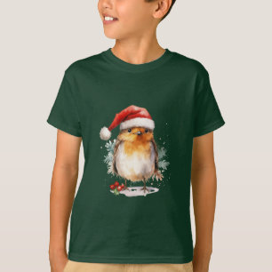 Camiseta Pisco-de-peito-vermelho-de-natal