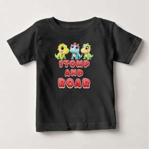 Camiseta Pise e Ruge, Crianças Divertidas de Dinossauro