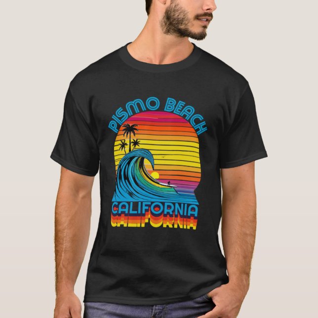 Camiseta Pismo Beach California Retro Throwback Surf & Beac (Frente)