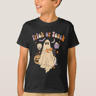 Camiseta Pista Ou Ensino Pêssego Professora De Halloween