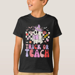 Camiseta Pista Ou Ensino Pêssego Professora De Halloween