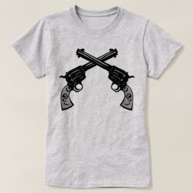 Camiseta Pistolas Retro Cruzadas (Frente do Design)
