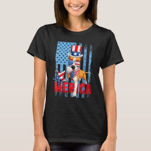 Camiseta Pit Bull 4 de julho Merica Men Women USA Flag Dog