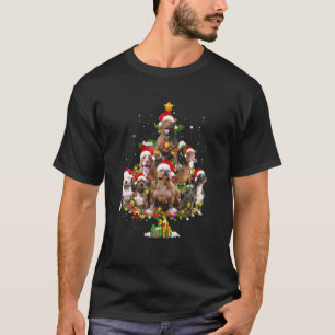 Camiseta Pit Bull Árvore de Natal Santa Hat Xmas Lights Dog