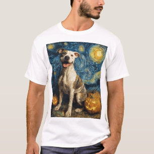 Camiseta Pit Bull Cachorro Fofo Dia das Bruxas Jack O Lante