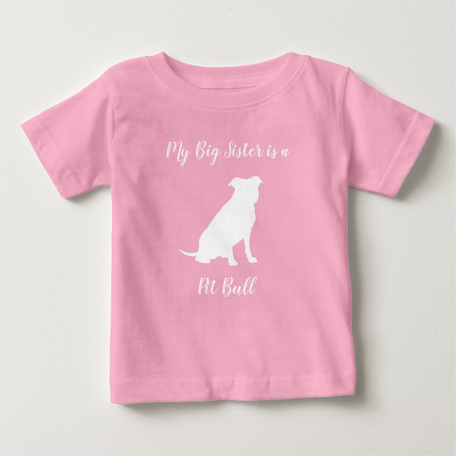 Camiseta Pit Bull Dog Chá de fraldas Pink Girl Pitbull (Frente)