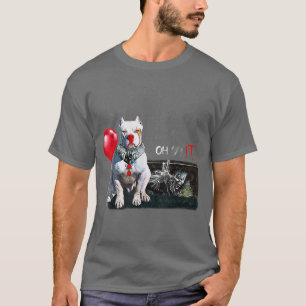 Camiseta Pit Bull Dog Clown Oh It Rain Balloon Funny Hallow