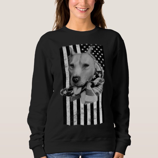 Camiseta Pit Bull Dog On American Flag (Frente)
