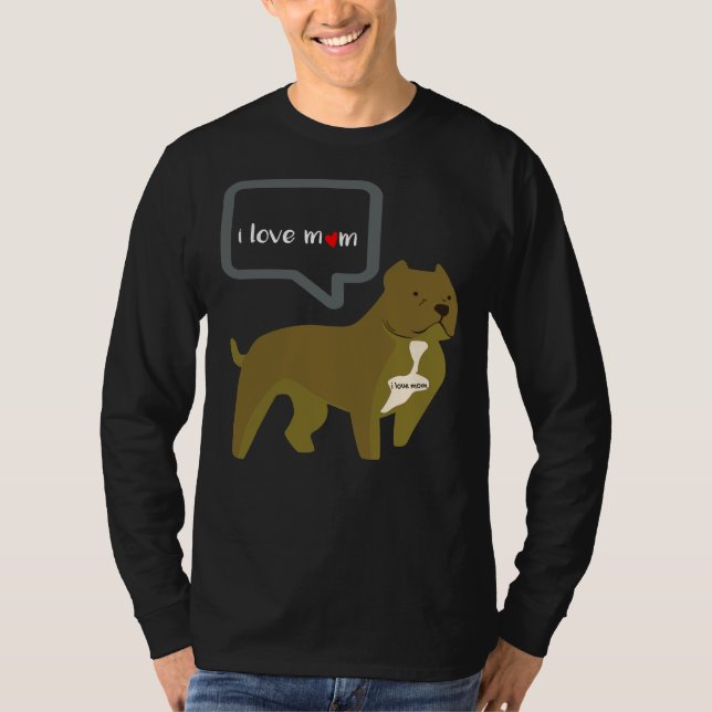 Camiseta Pit Bull Eu Amo Mamãe Tatuagem Dia da Mãe (Frente)