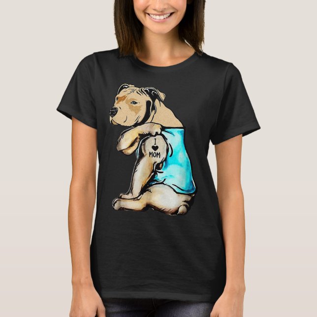 Camiseta Pit Bull Eu Amo Mamãe Tatuagem Dia da Mãe (Frente)
