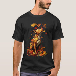 Camiseta Pit Bull Fofo com Folhas de Outono Floresta Estéti