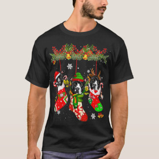 Camiseta Pit Bull Na Meias Natal Santa Hat Xmas Light