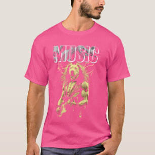 Camiseta Pit Bull Rockstar - Cachorro Tocador de Guitarra E