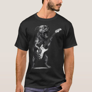 Camiseta Pit Bull Tocando Violão Música Rock Cachorro