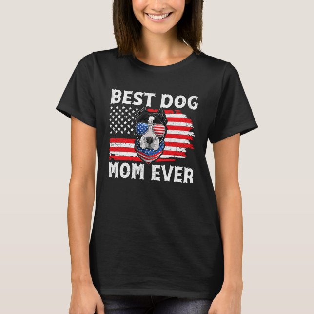 Camiseta Pit bull USA Patriotic Dog US Roupa American Fla (Frente)