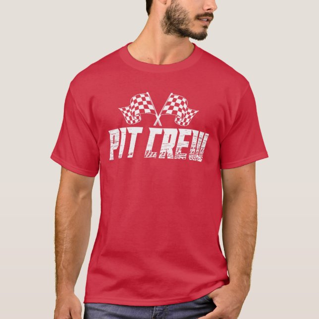 Camiseta Pit Crew Birthday Family Matching Race Car Racing  (Frente)