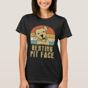 Camiseta Pit De Descanso Rosto Engraçado Pitbull Retro Cães
