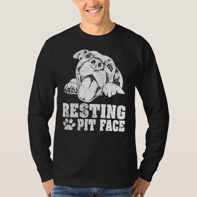 Camiseta Pit Descansado Engraçado Pitbuly Engraçado Suor En (Frente)
