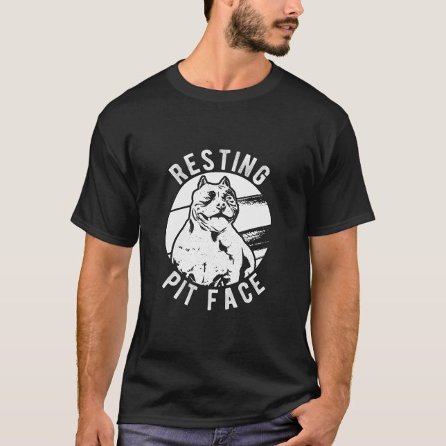 Camiseta Pit Repouso Face Pittie Pitbull Proprietário do Ca (Frente)
