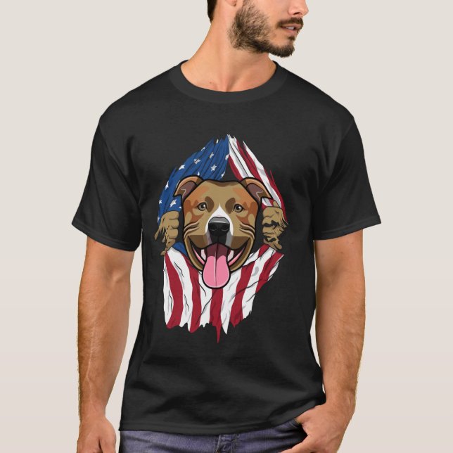 Camiseta Pitbull American Flag (Frente)