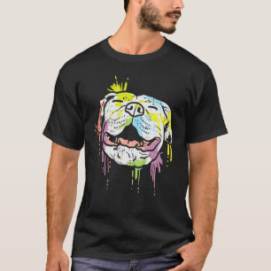 Camiseta Pitbull Americano Terrier Colorido Amante do Cão P