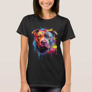 Camiseta Pitbull Americano Terrier Splash Art Pitbull Cães 